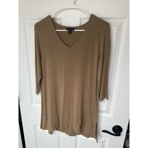 J. Jill Wearever Collection Brown 3/4 Sleeve Stretch Tunic Top Fall Womens Sz S